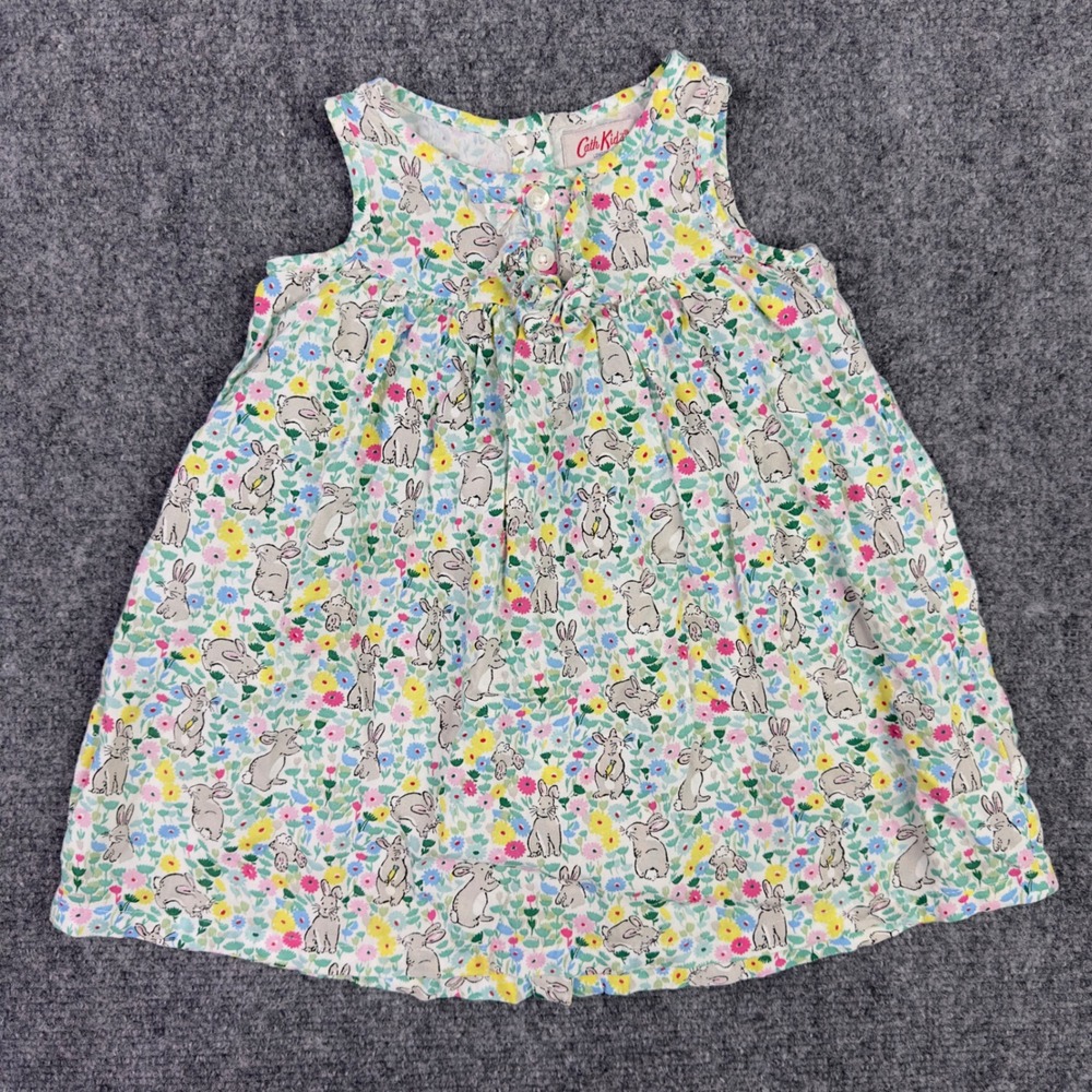 Cath Kidston London Kids Dress Infant 6-12M Bunny Floral Easter Spring Whimsical